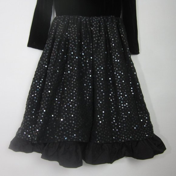 Vtg Saks Fifth Avenue Womens S Black Velvet Fit Flare Sequin Party Formal Dress - Picture 6 of 12